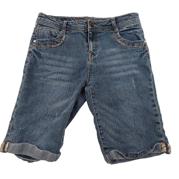 Mudd Other - Mudd Jean Shorts Girls 16 Medium Blue Wash Denim Rolled Cuff Pedal Pushers